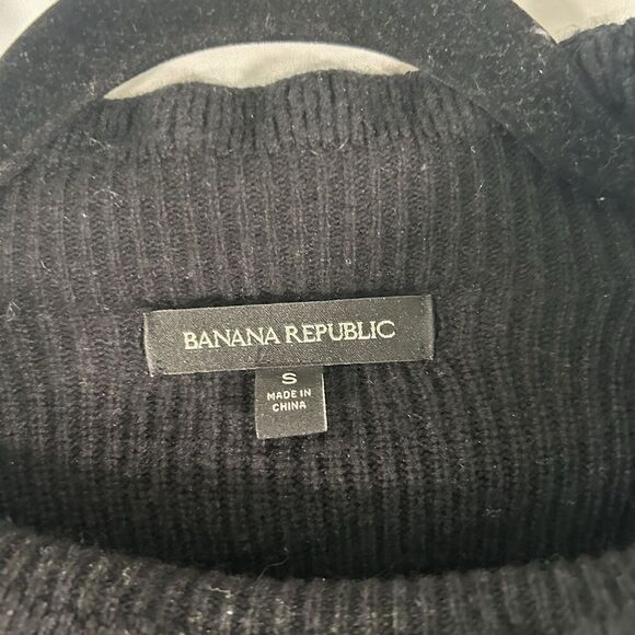 Banana Republic Wool Cashmere Blend Sweater Women Small Black Ribbed Bell Sleeve - Picture 5 of 10